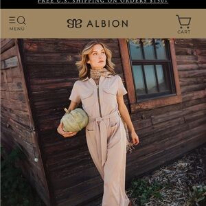 Albion Beige Utility Jumpsuit - Women's